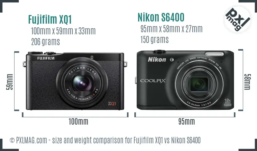 Fujifilm XQ1 vs Nikon S6400 size comparison