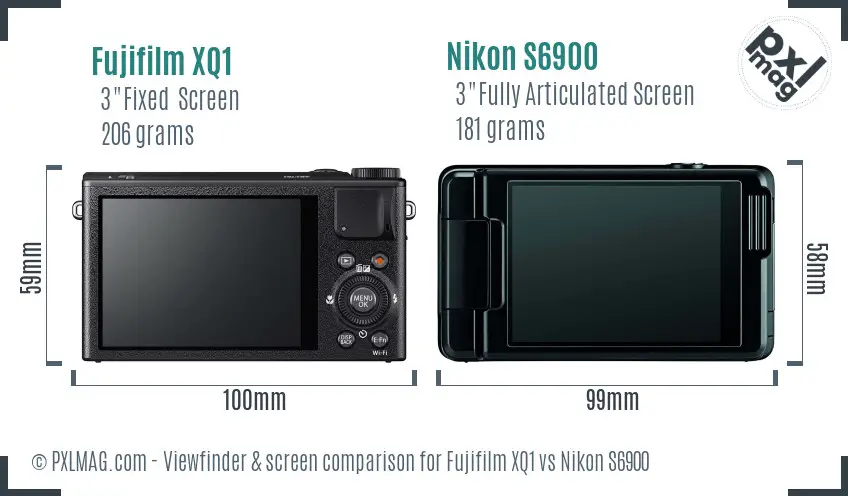 Fujifilm XQ1 vs Nikon S6900 Screen and Viewfinder comparison