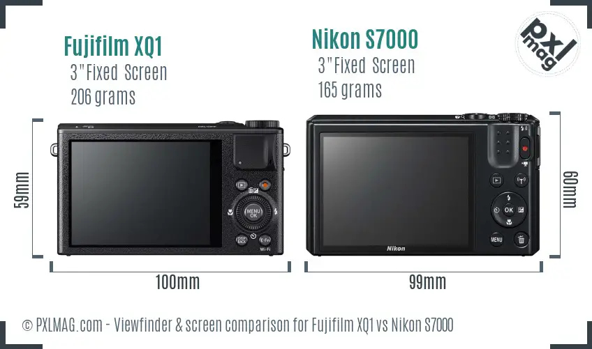 Fujifilm XQ1 vs Nikon S7000 Screen and Viewfinder comparison
