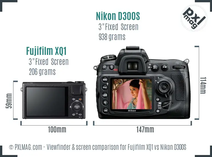 Fujifilm XQ1 vs Nikon D300S Screen and Viewfinder comparison