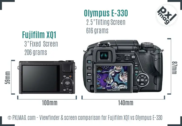 Fujifilm XQ1 vs Olympus E-330 Screen and Viewfinder comparison