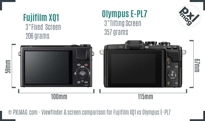 Fujifilm XQ1 vs Olympus E-PL7 Screen and Viewfinder comparison