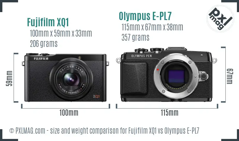 Fujifilm XQ1 vs Olympus E-PL7 size comparison