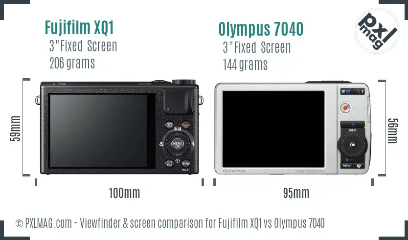 Fujifilm XQ1 vs Olympus 7040 Screen and Viewfinder comparison