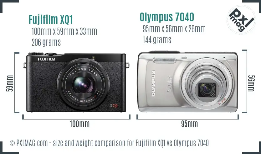 Fujifilm XQ1 vs Olympus 7040 size comparison
