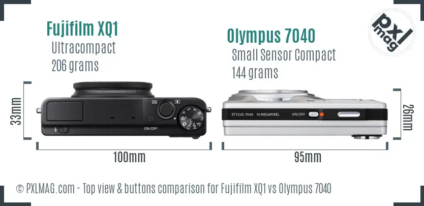 Fujifilm XQ1 vs Olympus 7040 top view buttons comparison