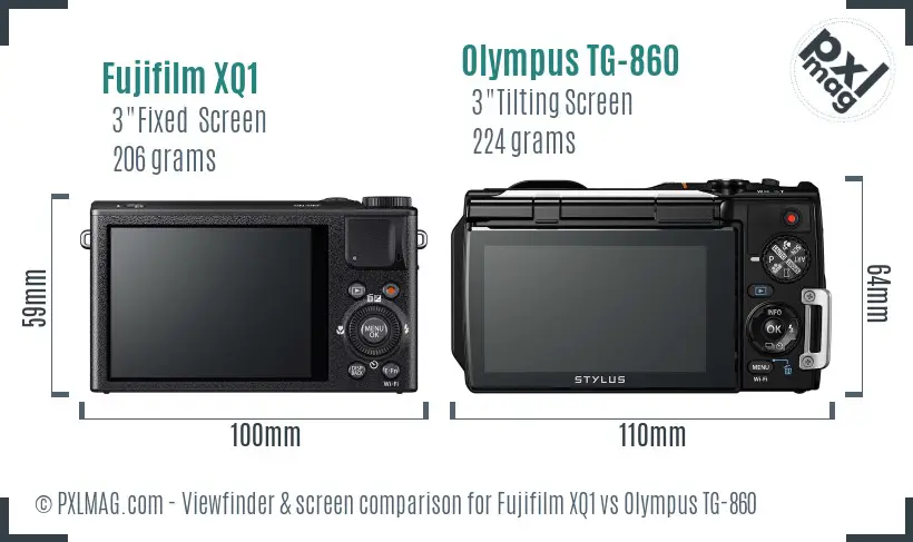 Fujifilm XQ1 vs Olympus TG-860 Screen and Viewfinder comparison