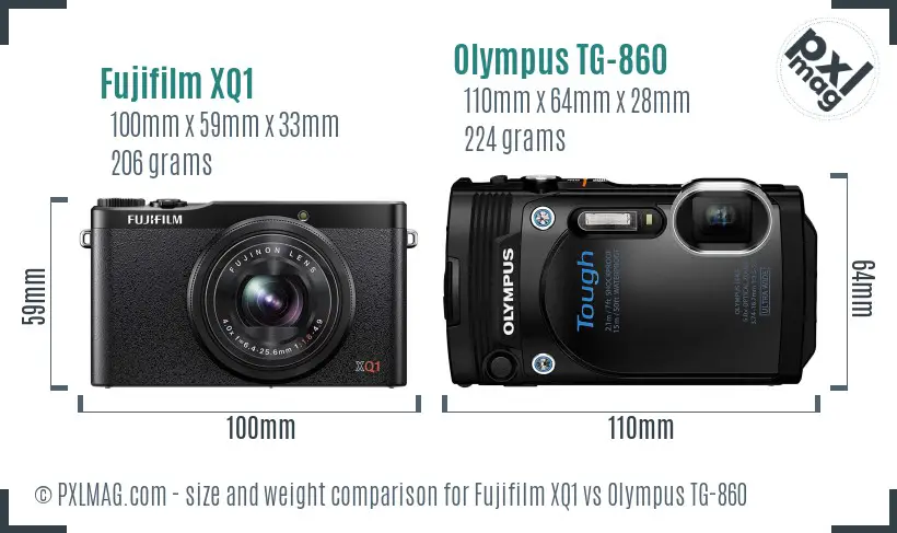 Fujifilm XQ1 vs Olympus TG-860 size comparison