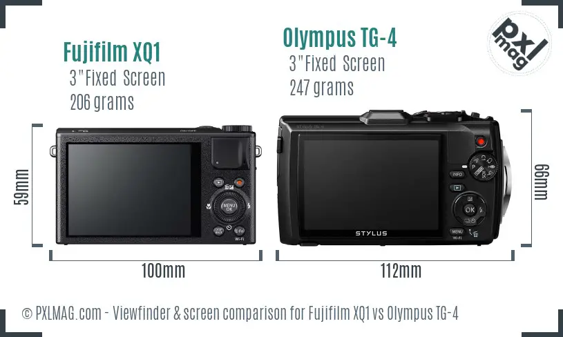 Fujifilm XQ1 vs Olympus TG-4 Screen and Viewfinder comparison