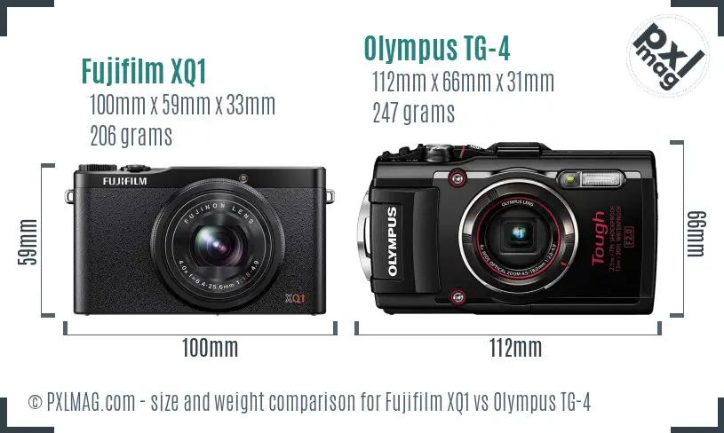 Fujifilm XQ1 vs Olympus TG-4 size comparison