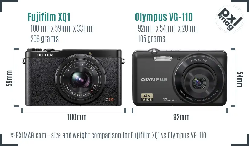 Fujifilm XQ1 vs Olympus VG-110 size comparison