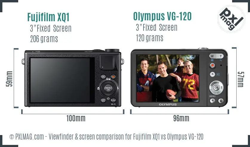 Fujifilm XQ1 vs Olympus VG-120 Screen and Viewfinder comparison