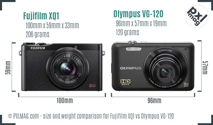 Fujifilm XQ1 vs Olympus VG-120 size comparison