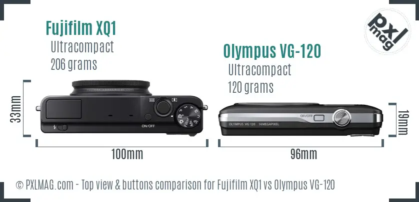 Fujifilm XQ1 vs Olympus VG-120 top view buttons comparison