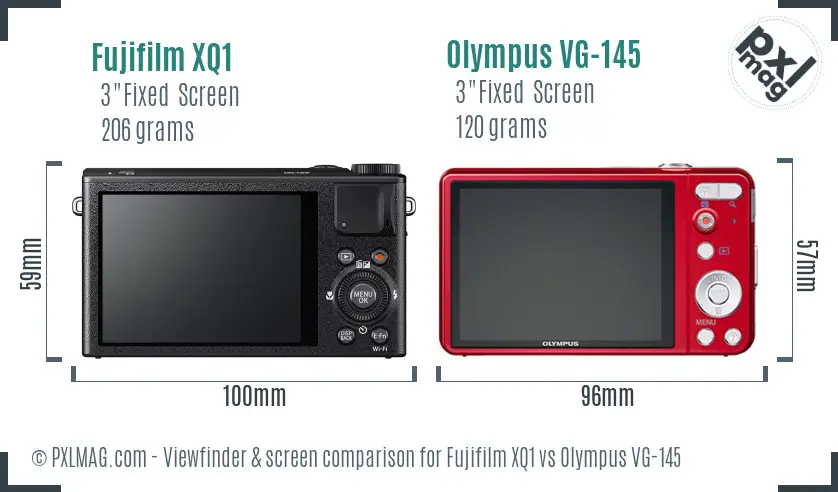 Fujifilm XQ1 vs Olympus VG-145 Screen and Viewfinder comparison
