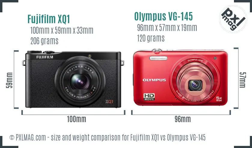 Fujifilm XQ1 vs Olympus VG-145 size comparison
