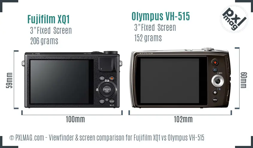 Fujifilm XQ1 vs Olympus VH-515 Screen and Viewfinder comparison