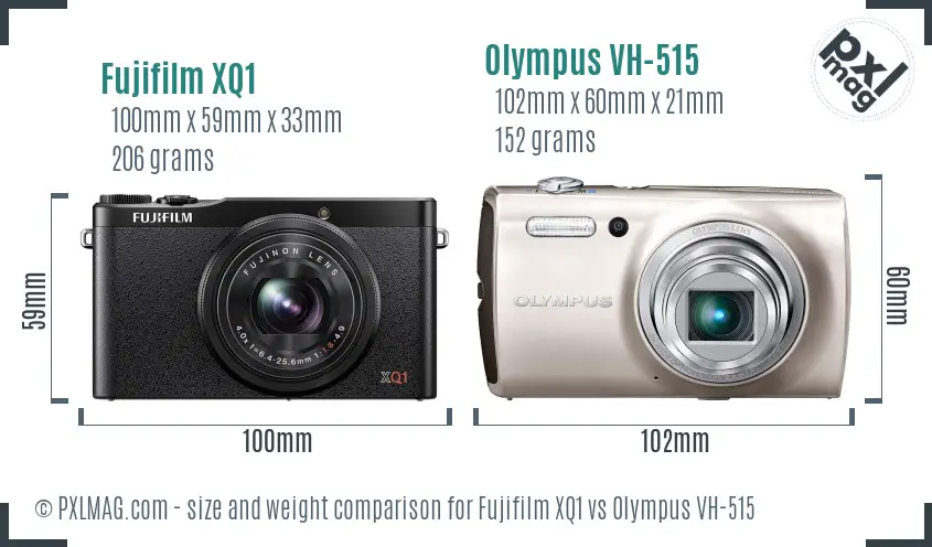 Fujifilm XQ1 vs Olympus VH-515 size comparison
