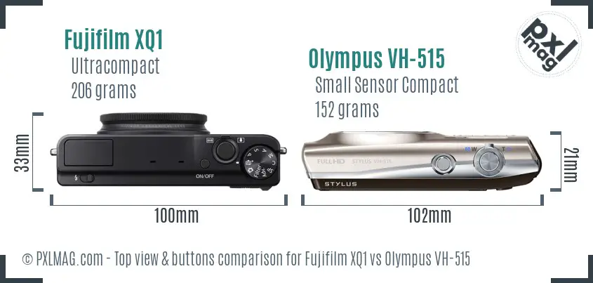 Fujifilm XQ1 vs Olympus VH-515 top view buttons comparison