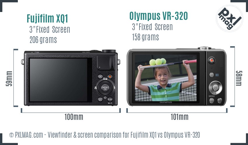 Fujifilm XQ1 vs Olympus VR-320 Screen and Viewfinder comparison
