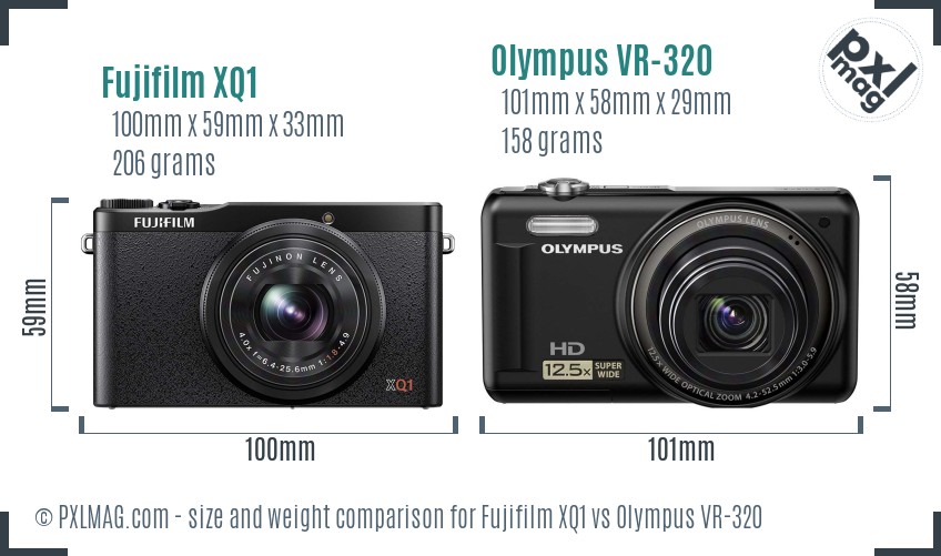 Fujifilm XQ1 vs Olympus VR-320 size comparison