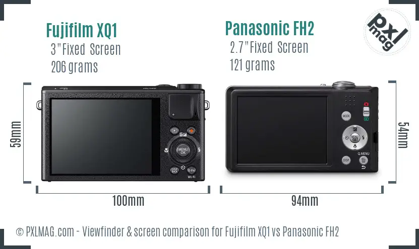 Fujifilm XQ1 vs Panasonic FH2 Screen and Viewfinder comparison
