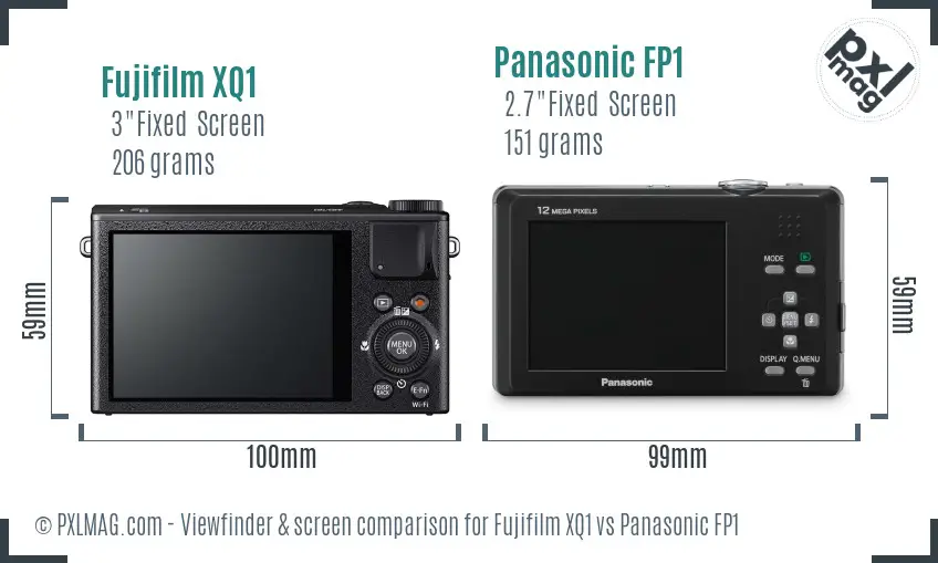 Fujifilm XQ1 vs Panasonic FP1 Screen and Viewfinder comparison