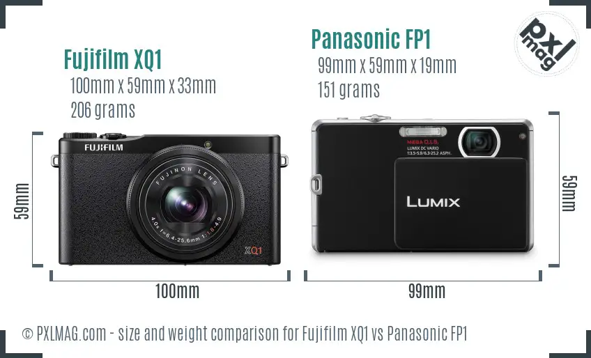 Fujifilm XQ1 vs Panasonic FP1 size comparison