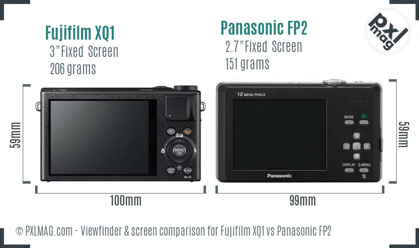 Fujifilm XQ1 vs Panasonic FP2 Screen and Viewfinder comparison