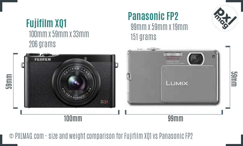 Fujifilm XQ1 vs Panasonic FP2 size comparison