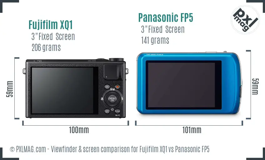 Fujifilm XQ1 vs Panasonic FP5 Screen and Viewfinder comparison