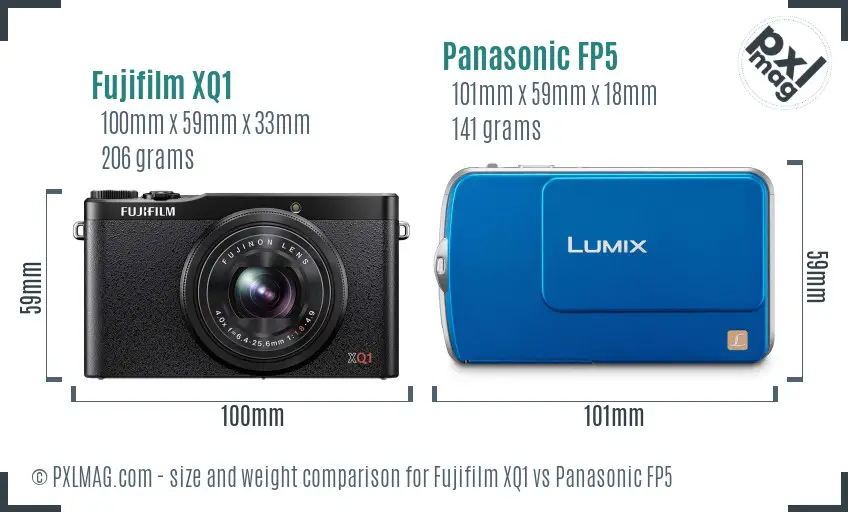 Fujifilm XQ1 vs Panasonic FP5 size comparison
