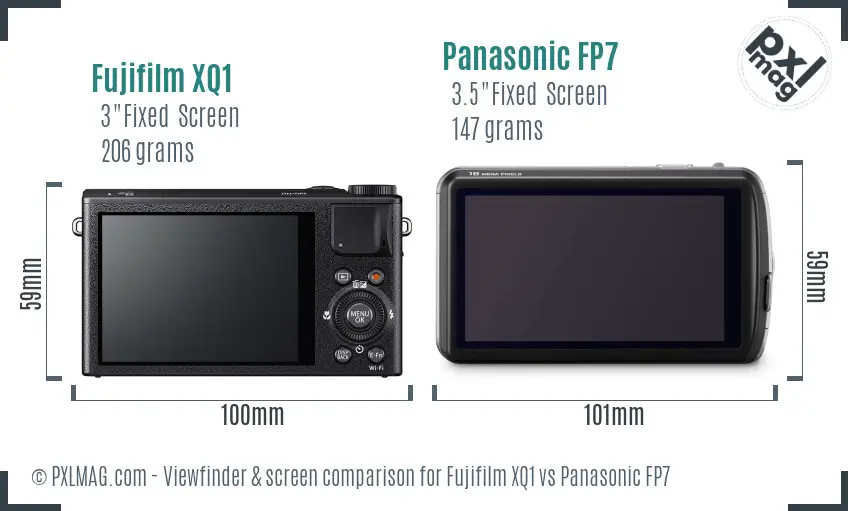 Fujifilm XQ1 vs Panasonic FP7 Screen and Viewfinder comparison