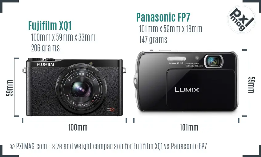 Fujifilm XQ1 vs Panasonic FP7 size comparison