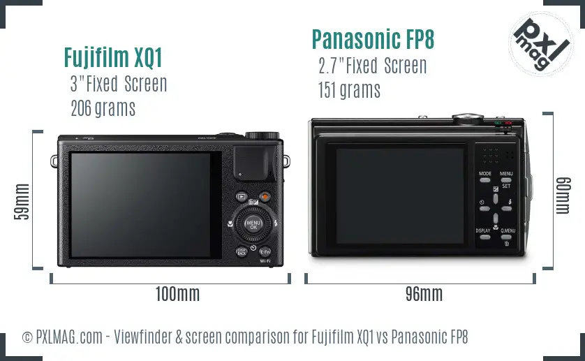 Fujifilm XQ1 vs Panasonic FP8 Screen and Viewfinder comparison