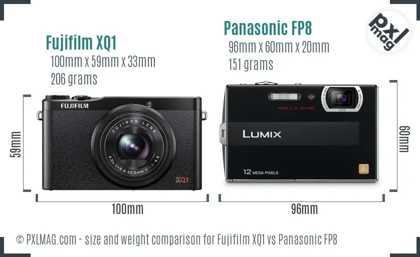 Fujifilm XQ1 vs Panasonic FP8 size comparison
