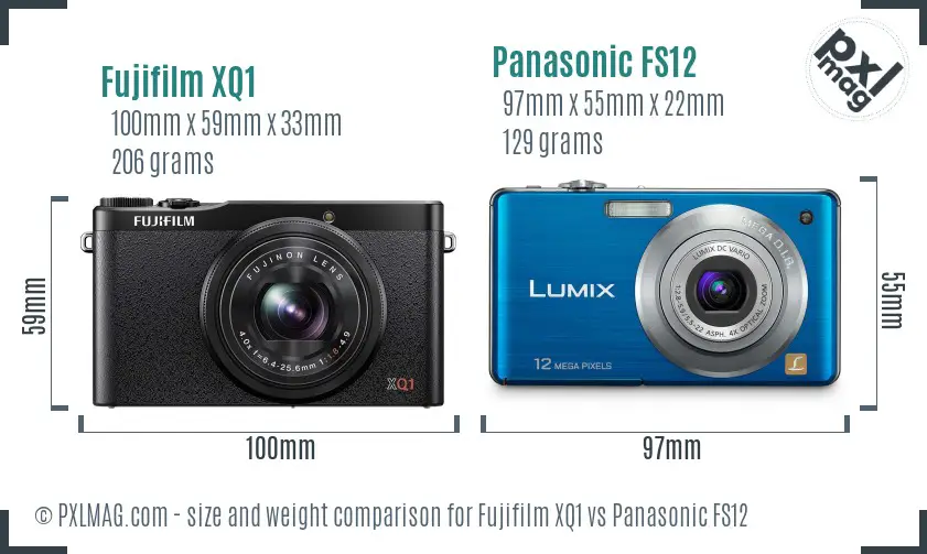 Fujifilm XQ1 vs Panasonic FS12 size comparison