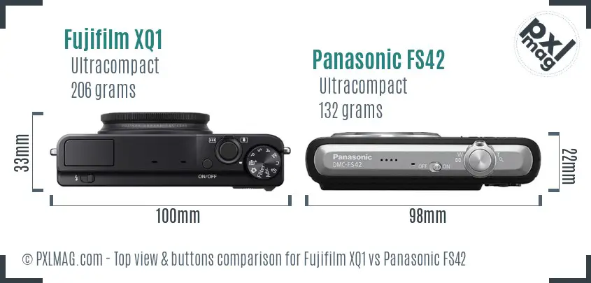 Fujifilm XQ1 vs Panasonic FS42 top view buttons comparison