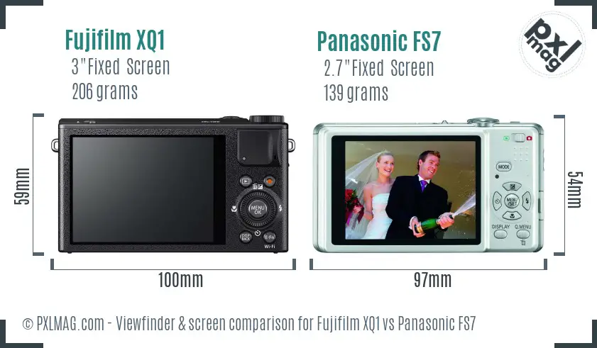 Fujifilm XQ1 vs Panasonic FS7 Screen and Viewfinder comparison