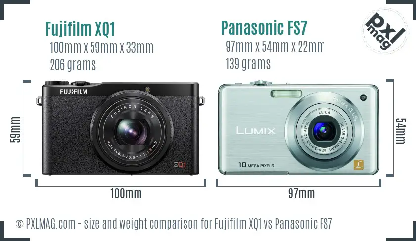Fujifilm XQ1 vs Panasonic FS7 size comparison