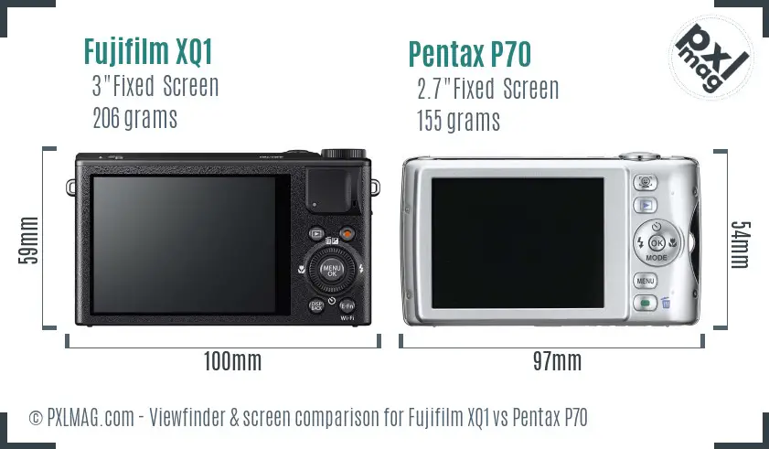 Fujifilm XQ1 vs Pentax P70 Screen and Viewfinder comparison