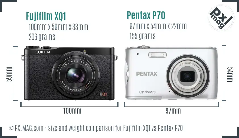 Fujifilm XQ1 vs Pentax P70 size comparison