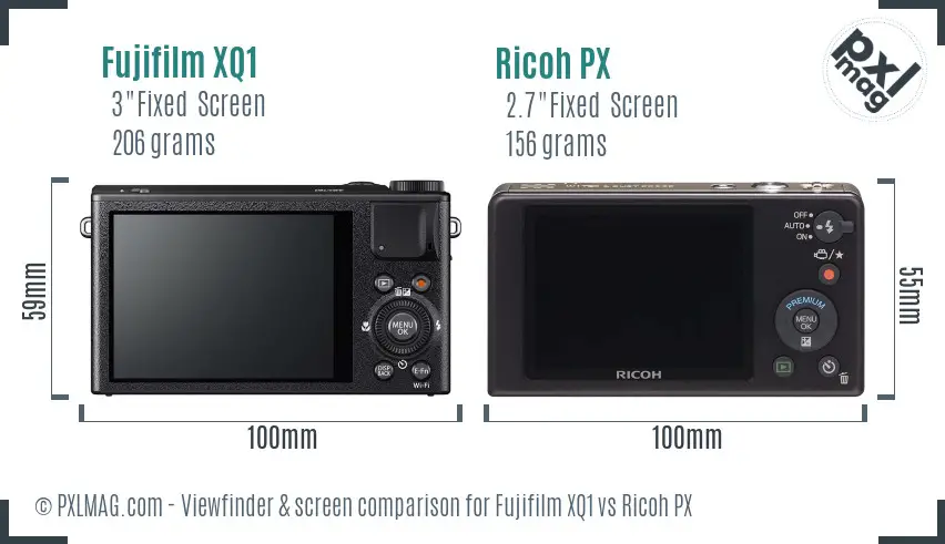 Fujifilm XQ1 vs Ricoh PX Screen and Viewfinder comparison