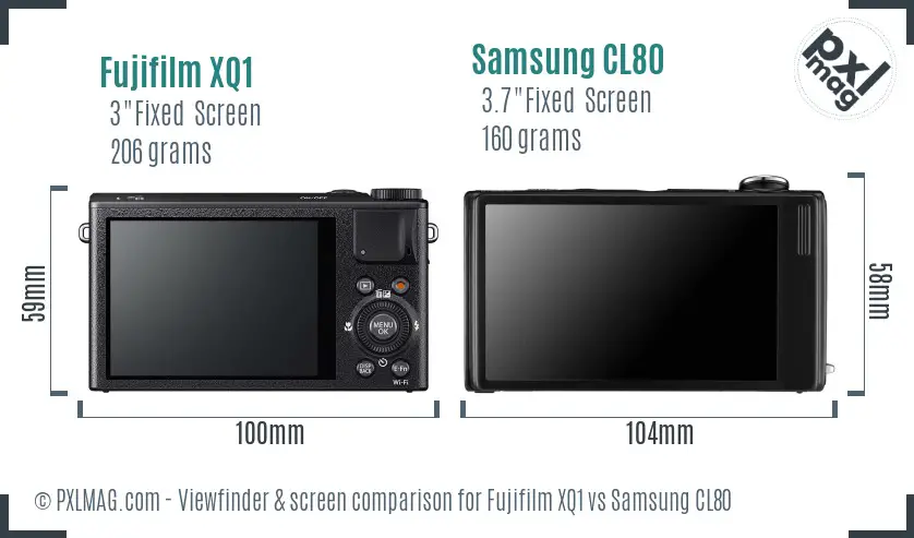 Fujifilm XQ1 vs Samsung CL80 Screen and Viewfinder comparison