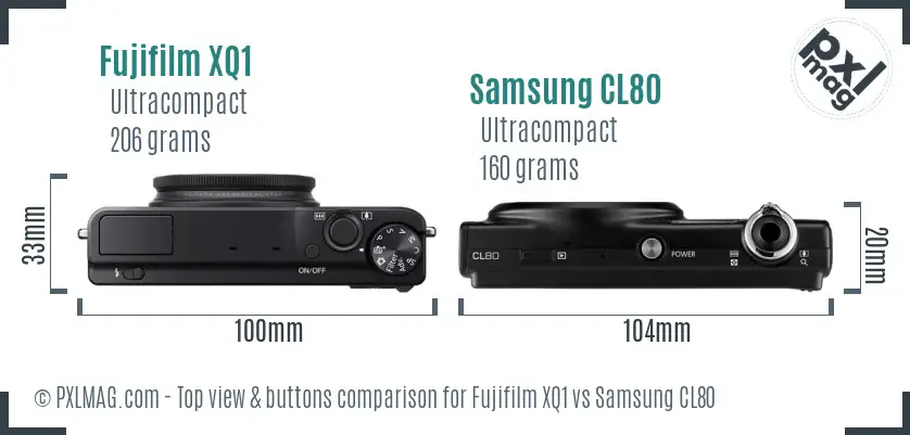 Fujifilm XQ1 vs Samsung CL80 top view buttons comparison