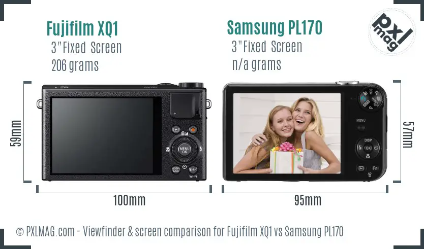 Fujifilm XQ1 vs Samsung PL170 Screen and Viewfinder comparison