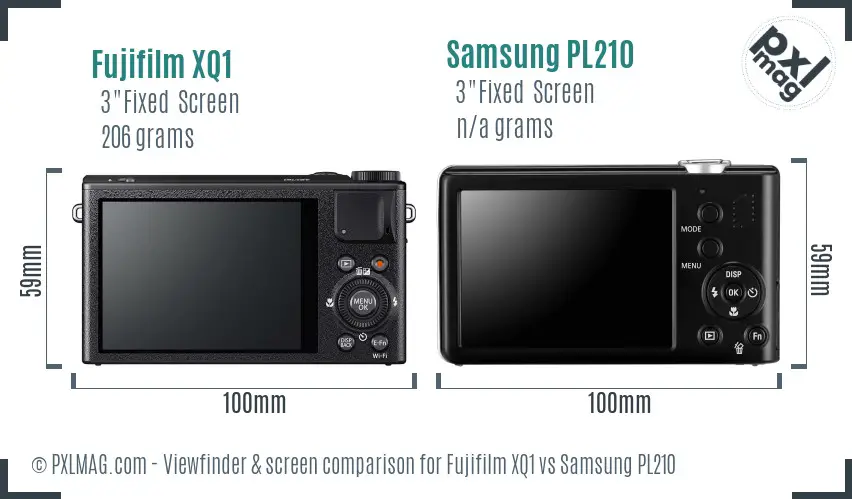 Fujifilm XQ1 vs Samsung PL210 Screen and Viewfinder comparison