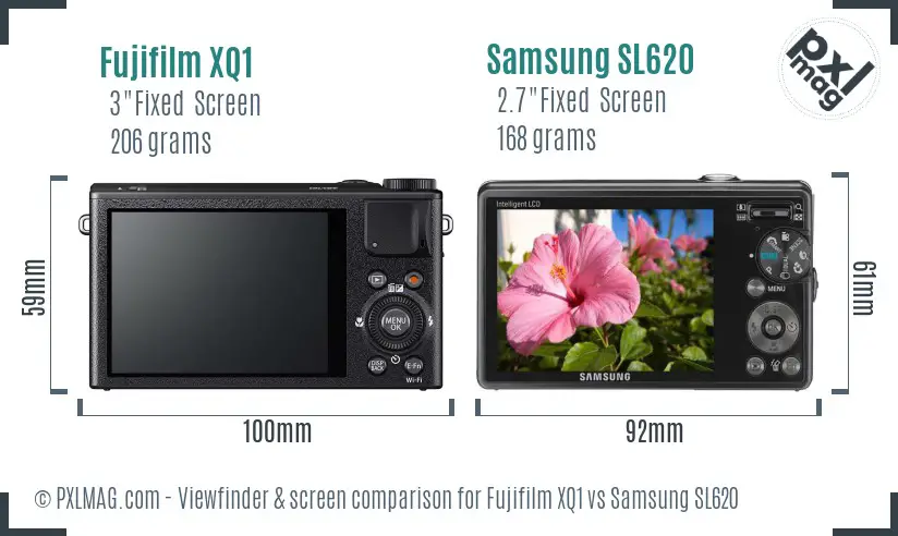 Fujifilm XQ1 vs Samsung SL620 Screen and Viewfinder comparison