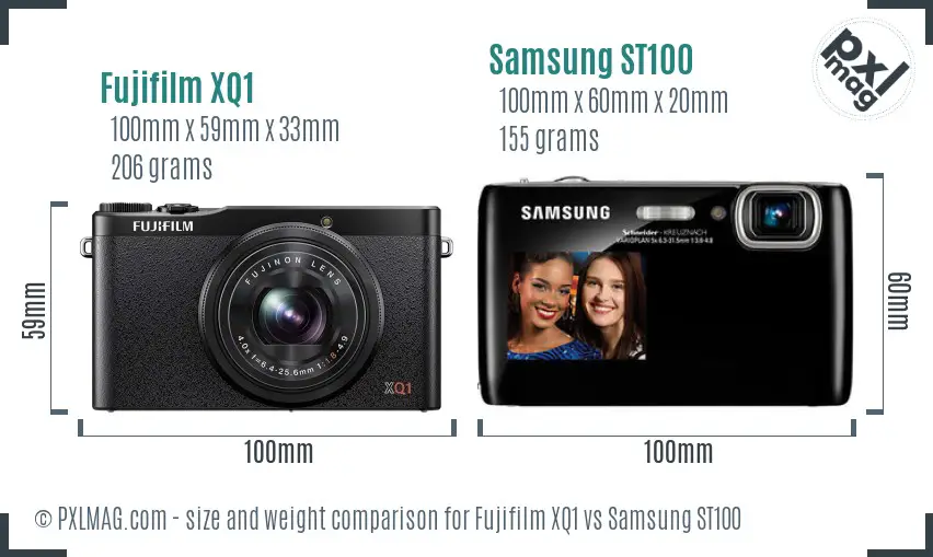 Fujifilm XQ1 vs Samsung ST100 size comparison