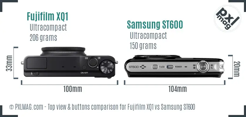 Fujifilm XQ1 vs Samsung ST600 top view buttons comparison